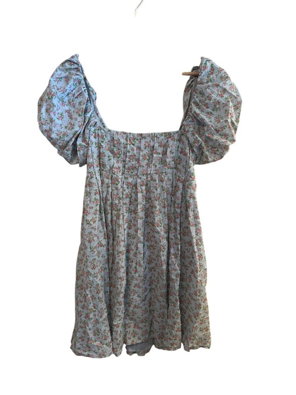 Bebop Blue Floral Mini Dress Puff Sleeve Women's Size M Cottage Core Sundress
